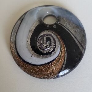 Swirled Glass Pendant in Black and Gold